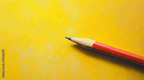 pencil close up view isolated on yellow background