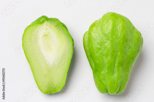 Fresh green pumpkin, take macro photos photo