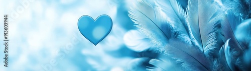 Blue and white feather textures with love  photo