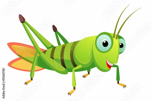 Grasshopper Cartoon cartoon, Vector illustration on a white Background.