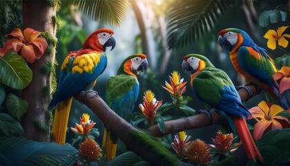 Crédence de cuisine  blue and yellow macaw in the jungle  © Nirmala D'Souza