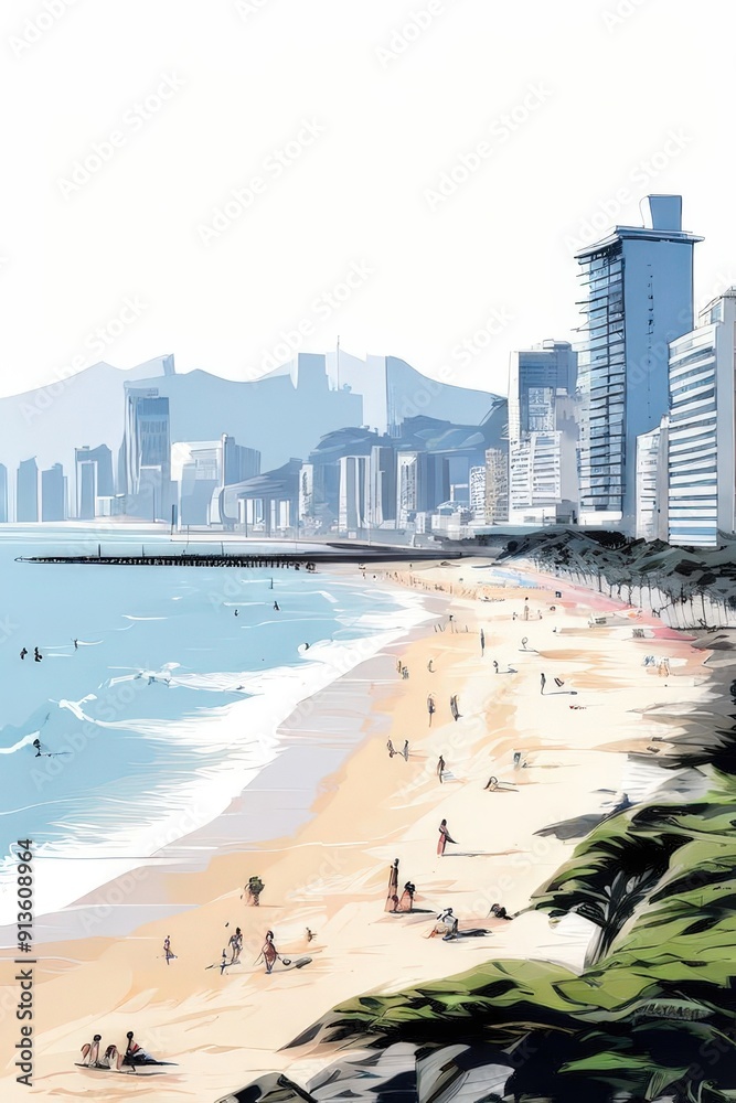 Naklejka premium the AI Image Generator, sea beach with turquoise water and white sand.