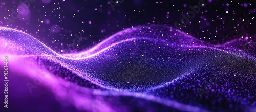 Vibrant Purple Digital Wave with Particles on Abstract Background Representing Technology and Innovation