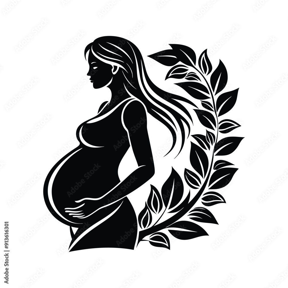 Pregnant Woman Silhouette Vector Pregnant Woman Silhouette Vector