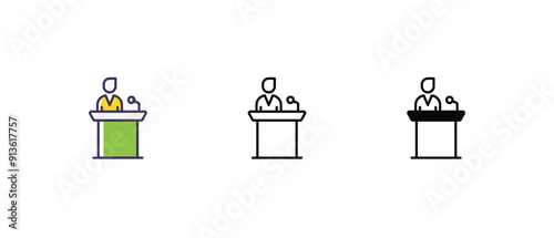 Campaign Speech Icons set thin line and glyph vector icon illustration