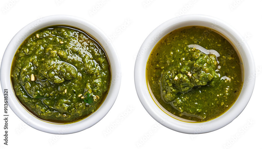 White Bowl with Argentinian Chimichurri Sauce (Side and Top View) – A white bowl with Argen_1(342) White Bowl with Argentinian Chimichurri Sauce (Side and Top View) – A white bowl with Argen_1(342)