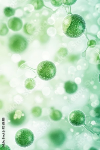 Green cells or microscopic design for biology illustrations photo