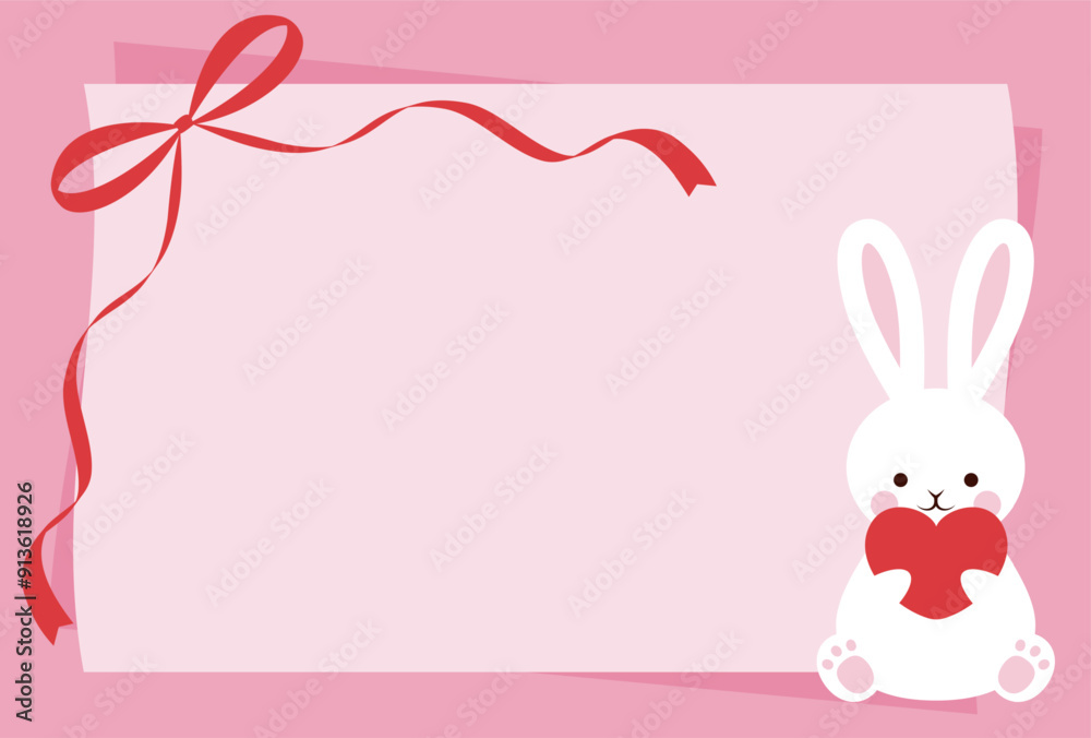 Fototapeta premium valentine vector background with a rabbit with a red heart for banners, cards, flyers, social media wallpapers, etc.
