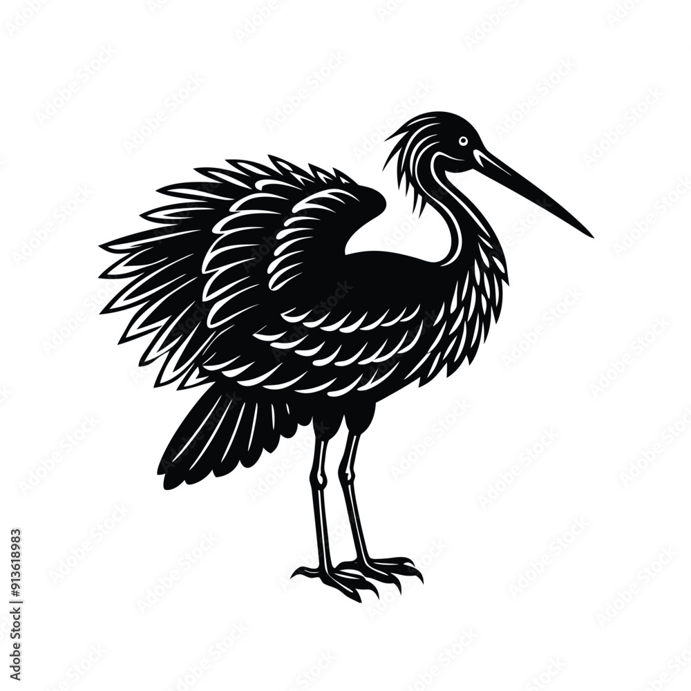 Fototapeta premium Roseate Spoonbill Silhouette Vector