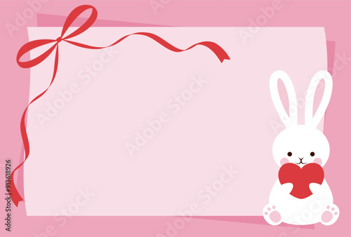 valentine vector background with a rabbit with a red heart for banners, cards, flyers, social media wallpapers, etc.