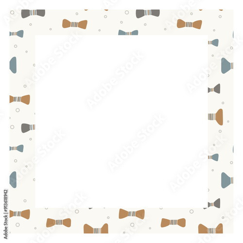 Frame with bow tie or ribbon. Perfect as a photo frame, for scrapbooking, postcards, posters, invitation cards.