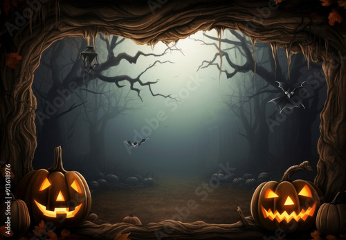 Hallween Frame Background Mockup With Generative AI