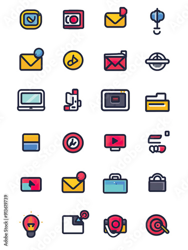 Colorful Icons Representing Various Concepts and Ideas, generative ai image