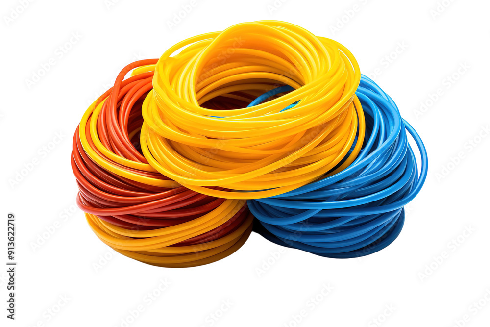 Colorful Coils of Plastic Tubing Piled Together in Bright Light for Creative Crafting Moments on Transparent PNG Background. Colorful Coils of Plastic Tubing Piled Together in Bright Light for Creative Crafting Moments on Transparent PNG Background.