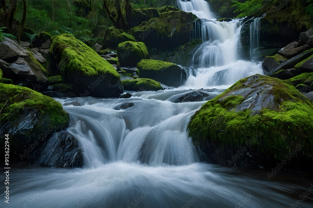Fototapeta premium Beautiful cascade in a forest