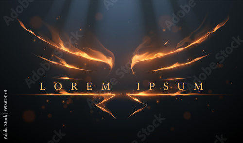 Fire flames wings template with light effect