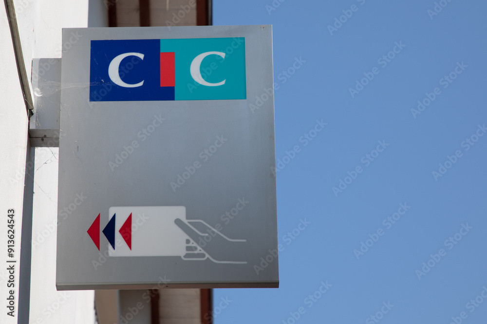 CIC logo brand and sign atm signage front of agency bank Credit ...