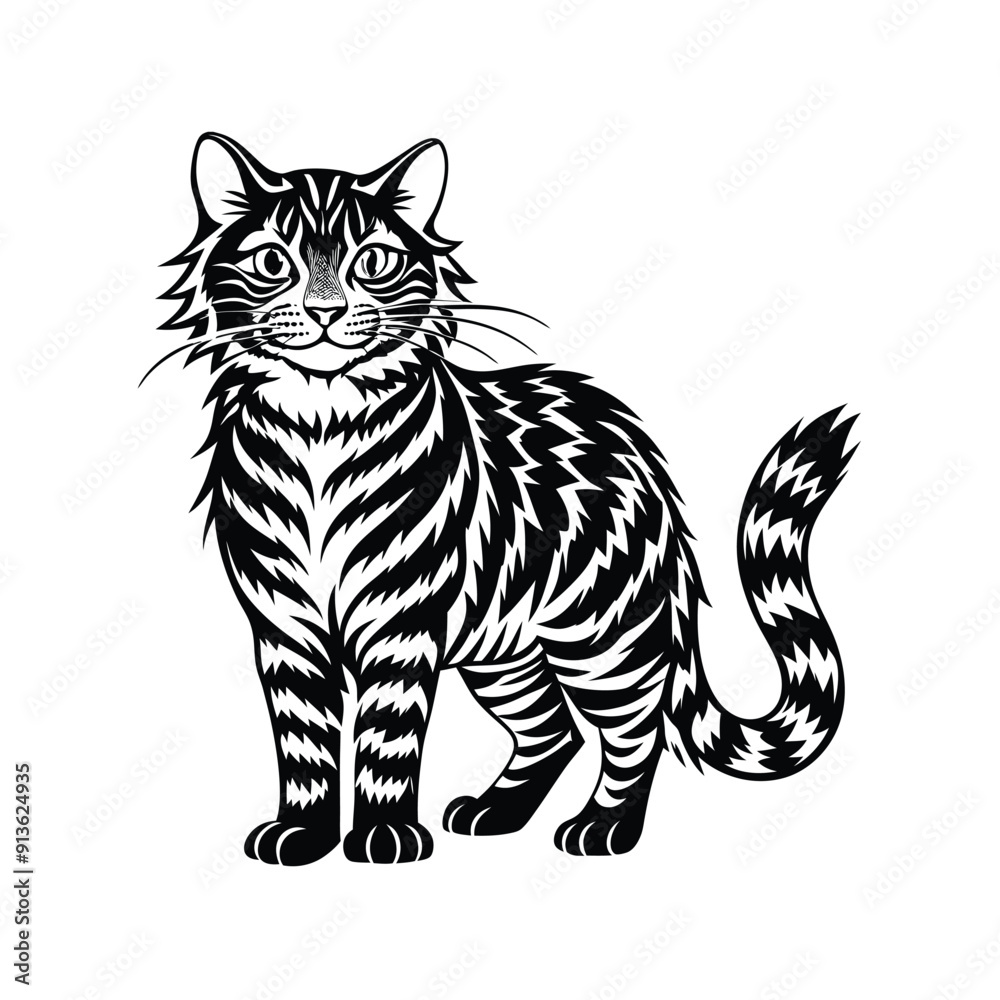 Obraz premium Siberian Tiger Cat Silhouette Vector