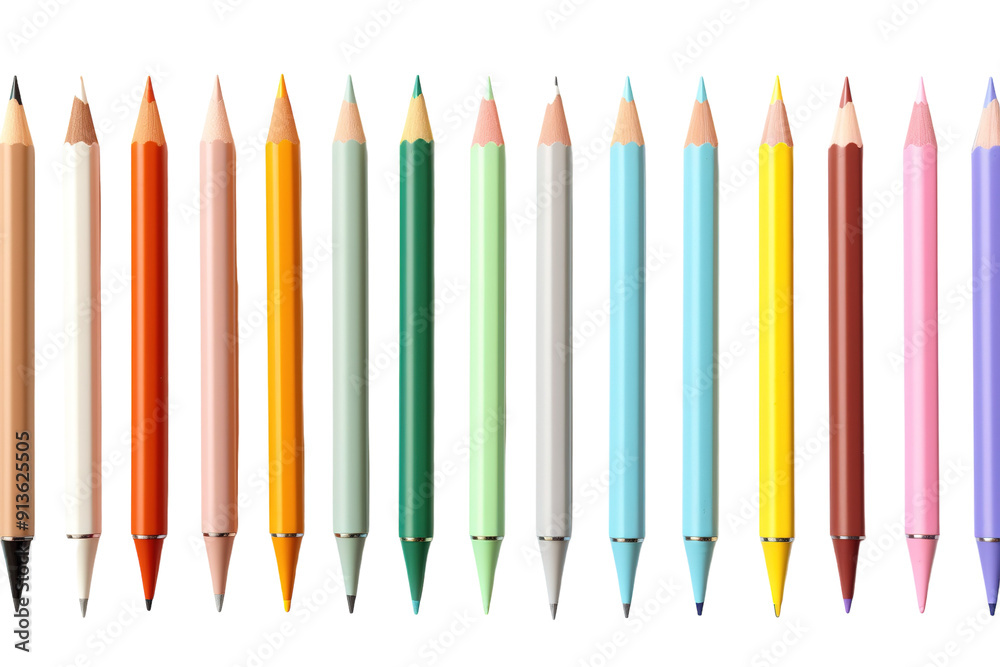 A Vibrant Collection of Colored Pencils Arranged in a Creative Display for Artistic Inspiration on Transparent PNG Background.