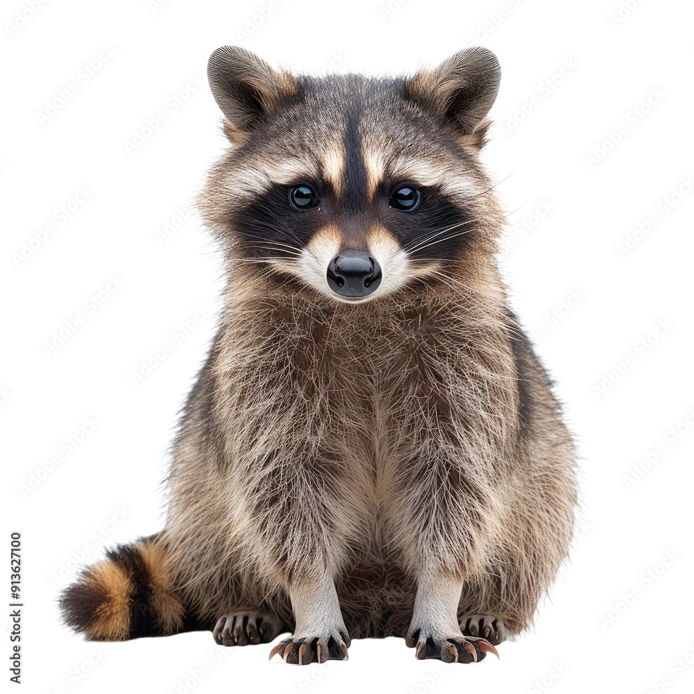 Raccoon isolated on a transparent background for web, banner, wallpaper Raccoon isolated on a transparent background for web, banner, wallpaper