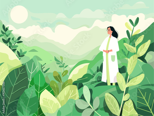 Flat Style Landscape: Alternative and Complementary Medicine: Health and Wellness in Motion