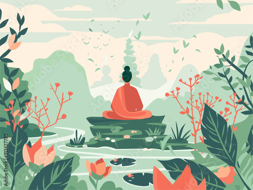 Ayurveda: A Journey of Holistic Healing, Mind-Body-Spirit Harmony in Flat Style Vector