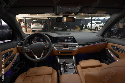 Comfortable car interior with modern features