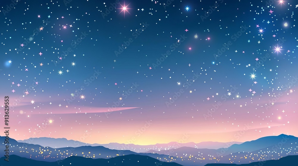 Grainy night sky with distant city lights, minimalist clean backdrop, serene horizon Grainy night sky with distant city lights, minimalist clean backdrop, serene horizon