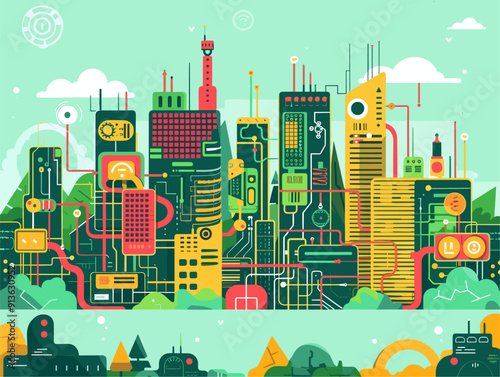 **The Building Blocks of Electronics: A Colorful Exploration into the Microscopic World of Semiconductors and Circuits**