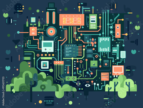 AI Hardware for Complex Algorithms: Exploring GPUs and Specialized Chips in Flat Animated Illustrations