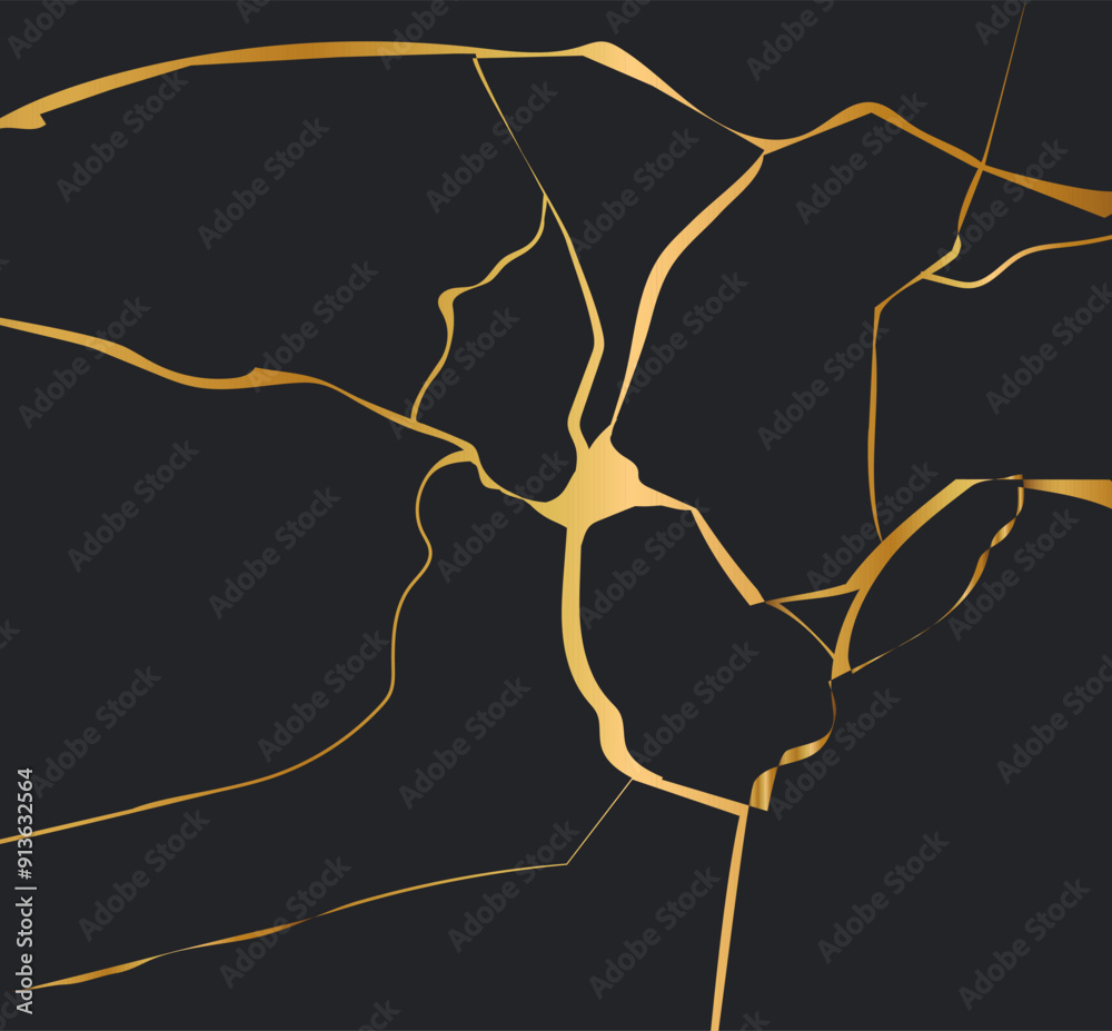 Kintsugi gold simple break lines, asian geaometric crackle. Surface ...