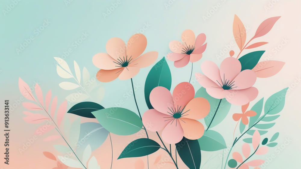 Modern Minimalist Background Design with Flower Elements Modern Minimalist Background Design with Flower Elements