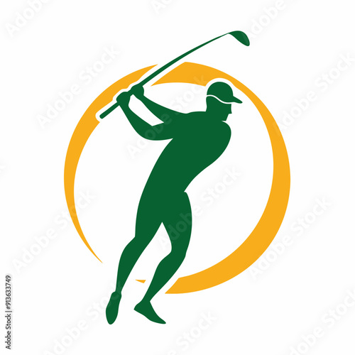 A golf logo golfer hitting the ball vector