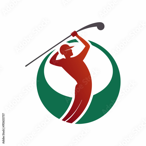 A golf logo golfer hitting the ball vector