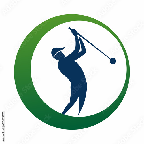A golf logo golfer hitting the ball vector