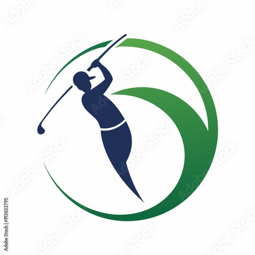 A golf logo golfer hitting the ball vector