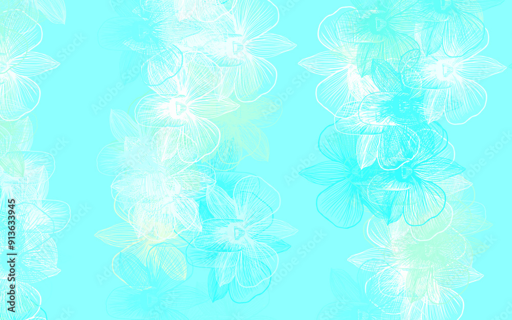 Fototapeta premium Light Green vector elegant wallpaper with flowers.