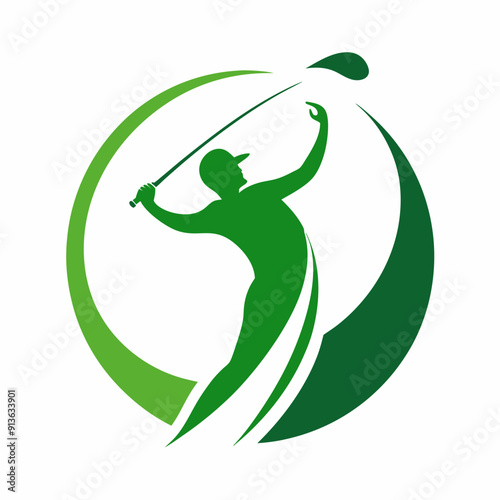A golf logo golfer hitting the ball vector