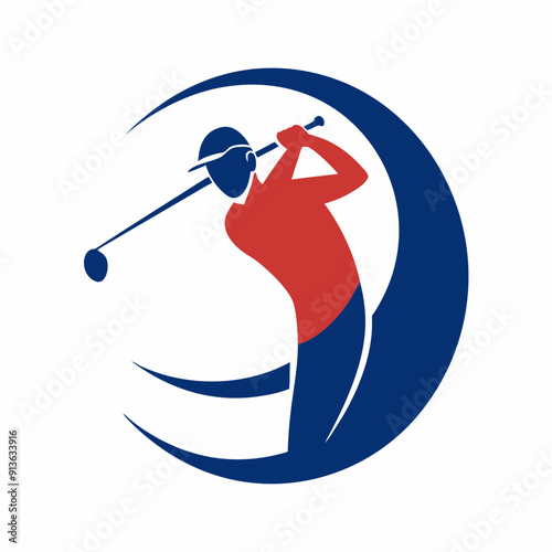 A golf logo golfer hitting the ball vector