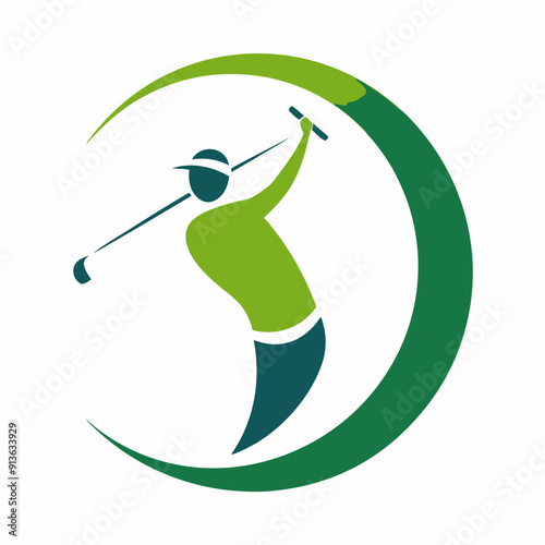 A golf logo golfer hitting the ball vector