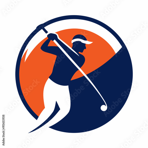 A golf logo golfer hitting the ball vector