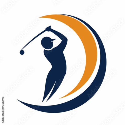 A golf logo golfer hitting the ball vector