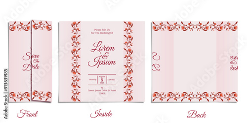 DECORATIVE ART FLORAL 241, PINK NATURE OF WEDDING INVITATION DESIGN TEMPLATE