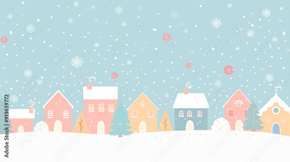 Winter village, simple modern clean background, flat design illustration Winter village, simple modern clean background, flat design illustration