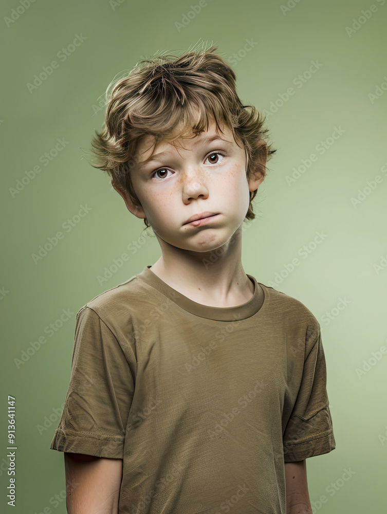 Confused Tween Boy with Furrowed Brow Confused Tween Boy with Furrowed Brow