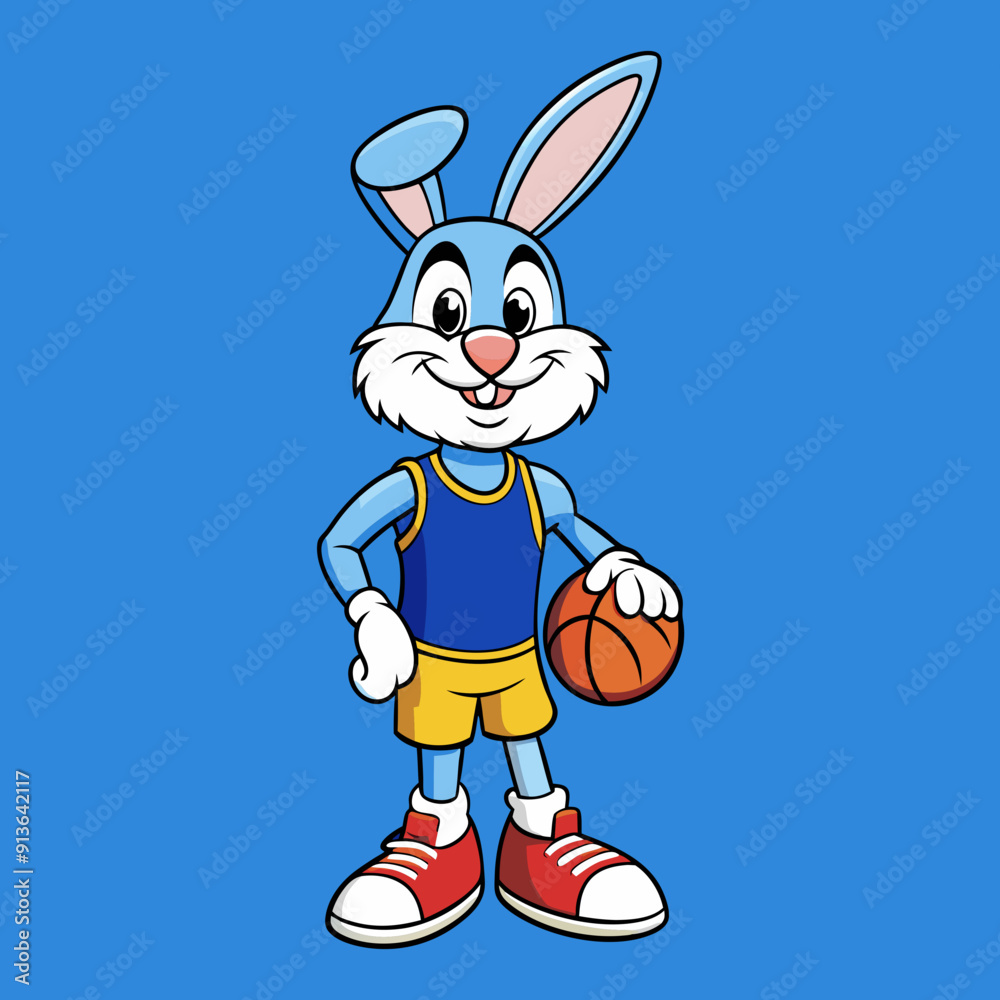 rabbit basketball cartoon character rabbit basketball cartoon character