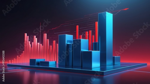 Exponential Financial Growth A 3D Bar Graph Depicting Revenue Increase and Market Success