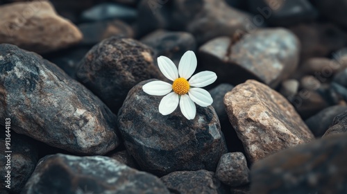 White Flower on Rocks