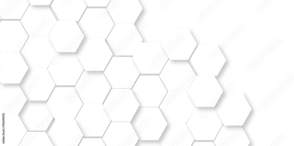 Vector abstract hexagonal futuristic geometric backdrop White 3d embossed creative hexagon, honeycomb white hexagon concept design abstract technology background, or wallpaper. Vector abstract hexagonal futuristic geometric backdrop White 3d embossed creative hexagon, honeycomb white hexagon concept design abstract technology background, or wallpaper.