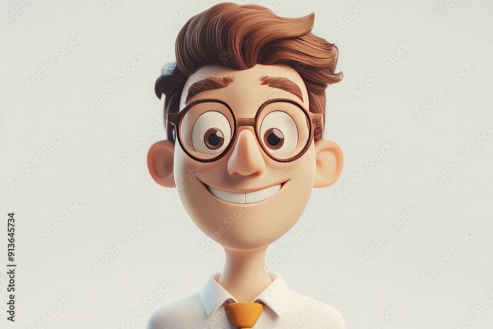 Happy cartoon man with glasses smiling. Happy cartoon man with glasses smiling.